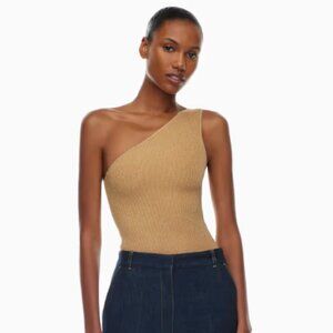 Aritzia Babaton Sculpt Knit One-Shoulder Tank, Beige, NWT, Medium